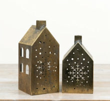 Load image into Gallery viewer, Antique Style Gold Tea light Houses.