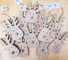 Load image into Gallery viewer, Wooden Glitter Reindeer hanger