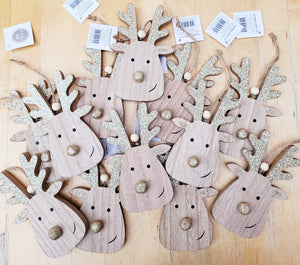 Wooden Glitter Reindeer hanger