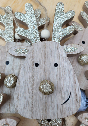 Wooden Glitter Reindeer hanger