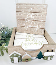 Load image into Gallery viewer, Wooden Scandi House coaster set - Green and White