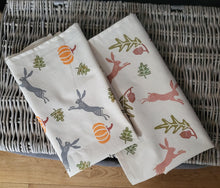 Load image into Gallery viewer, Hare Hand printed Tea towels