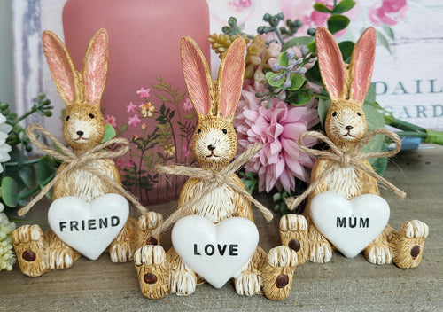 Bunny Holding Hearts