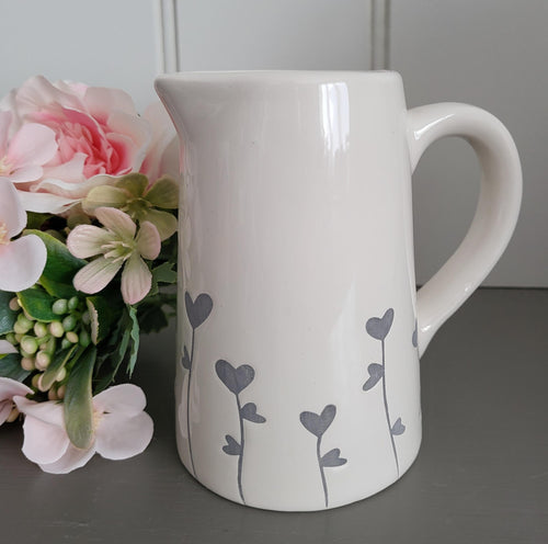 Grey Heart Flower Jug