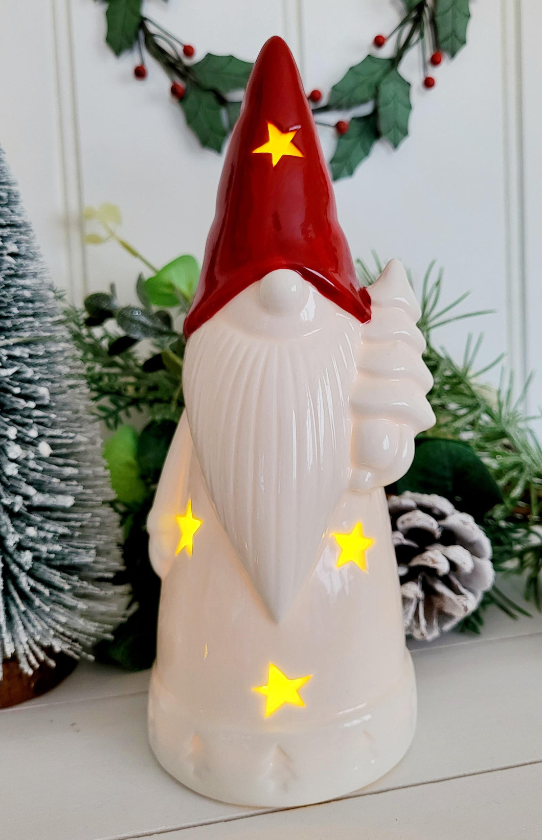 White LED Santa with Red Hat