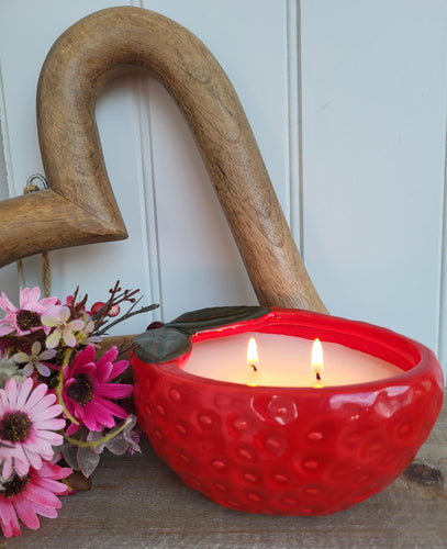 Ceramic Strawberry Candle