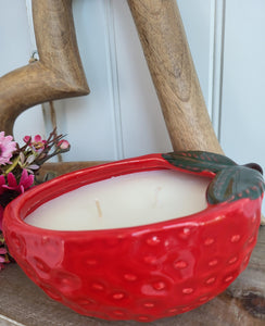 Ceramic Strawberry Candle