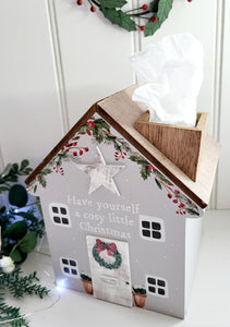 Cosy Christmas Cottage Tissue Box