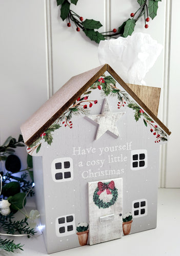Cosy Christmas Cottage Tissue Box