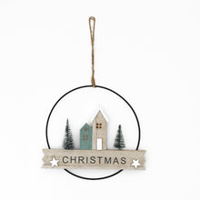 Load image into Gallery viewer, Metal Christmas Wreath Village