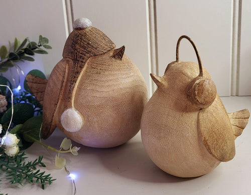 Pair of Wooden Robins