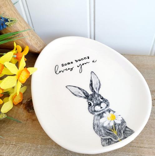 Egg Shaped Plate with Bunny