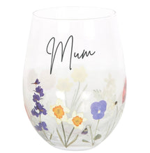Load image into Gallery viewer, Floral Stemless Mum Wine Glass