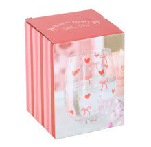 Load image into Gallery viewer, Hearts and Bows Stemless Glass