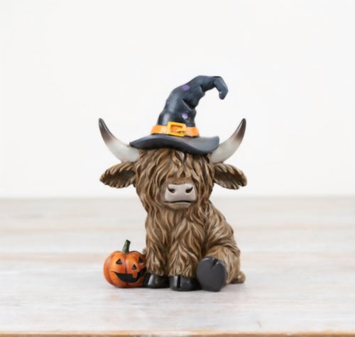 Highland Cow with Pumpkin