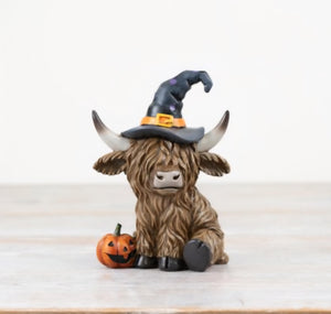 Highland Cow with Pumpkin