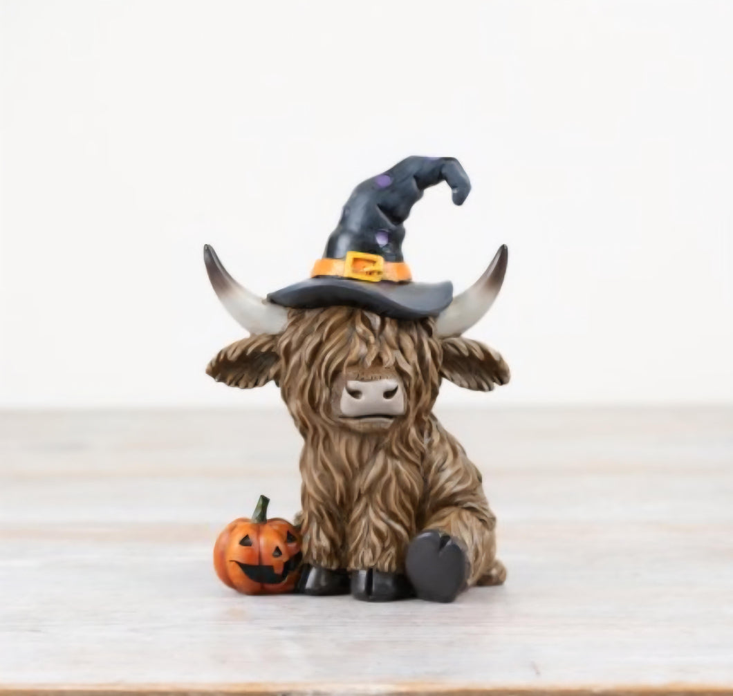 Highland Cow with Pumpkin