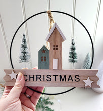 Load image into Gallery viewer, Metal Christmas Wreath Village