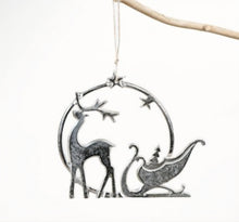Load image into Gallery viewer, Metal Wreath with Reindeer and Sleigh