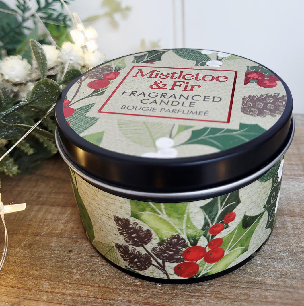 Mistletoe and Fir Tin Candle