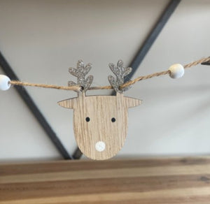 Wooden Reindeer and Star Garland