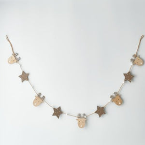 Wooden Reindeer and Star Garland