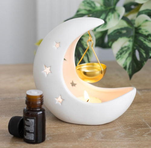 White Crescent Moon Oil Burner