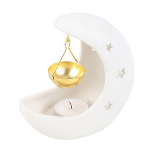 White Crescent Moon Oil Burner