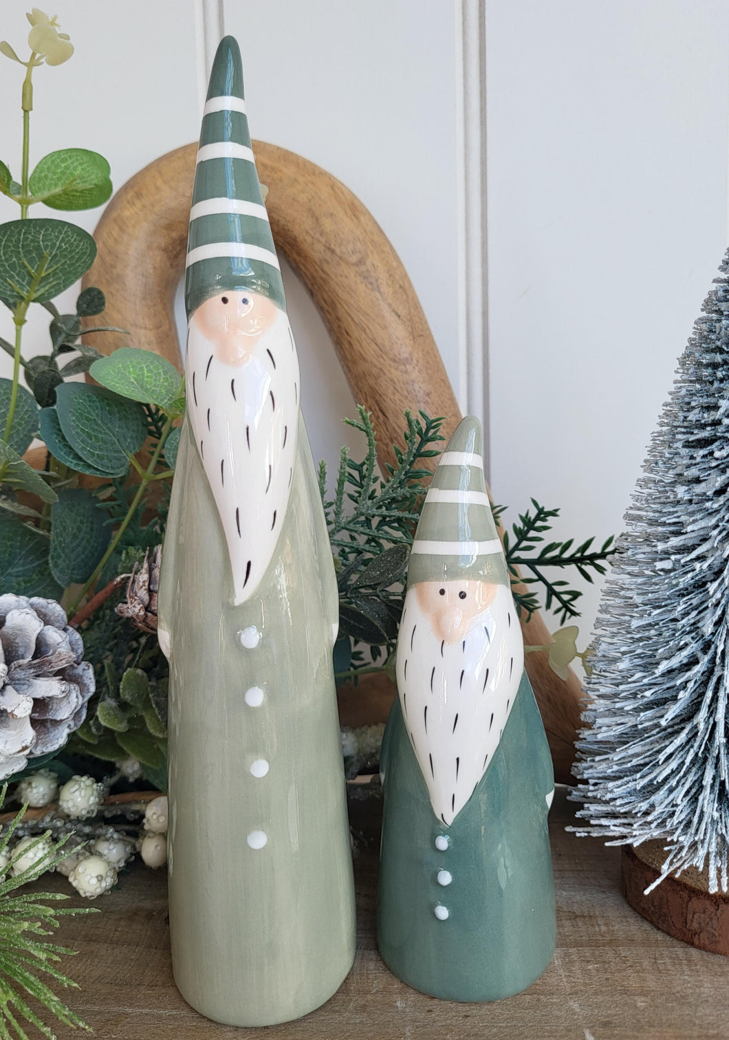 Tall Standing Green Santas