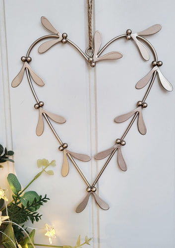 Silver Mistletoe Heart
