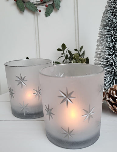 Frosted Star tea light Holder - Silver