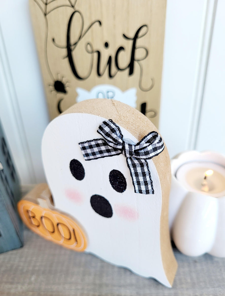 Wooden Ghost Boo Block – EllieGrey