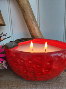 Ceramic Strawberry Candle