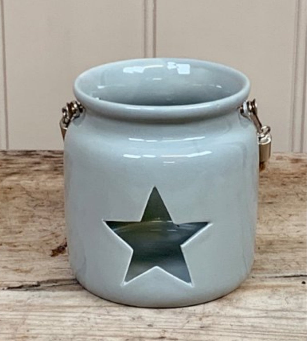 Grey porcelain Star tea light holder - 2 sizes