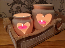 Load image into Gallery viewer, White Ceramic Heart Tea light holder - 2 sizes
