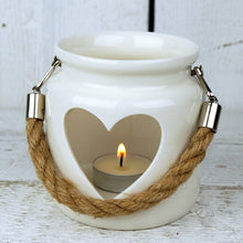 Load image into Gallery viewer, White Ceramic Heart Tea light holder - 2 sizes