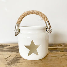Load image into Gallery viewer, White Porcelain Star Tea light holder - 2 sizes