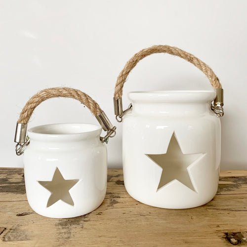 White Porcelain Star Tea light holder - 2 sizes