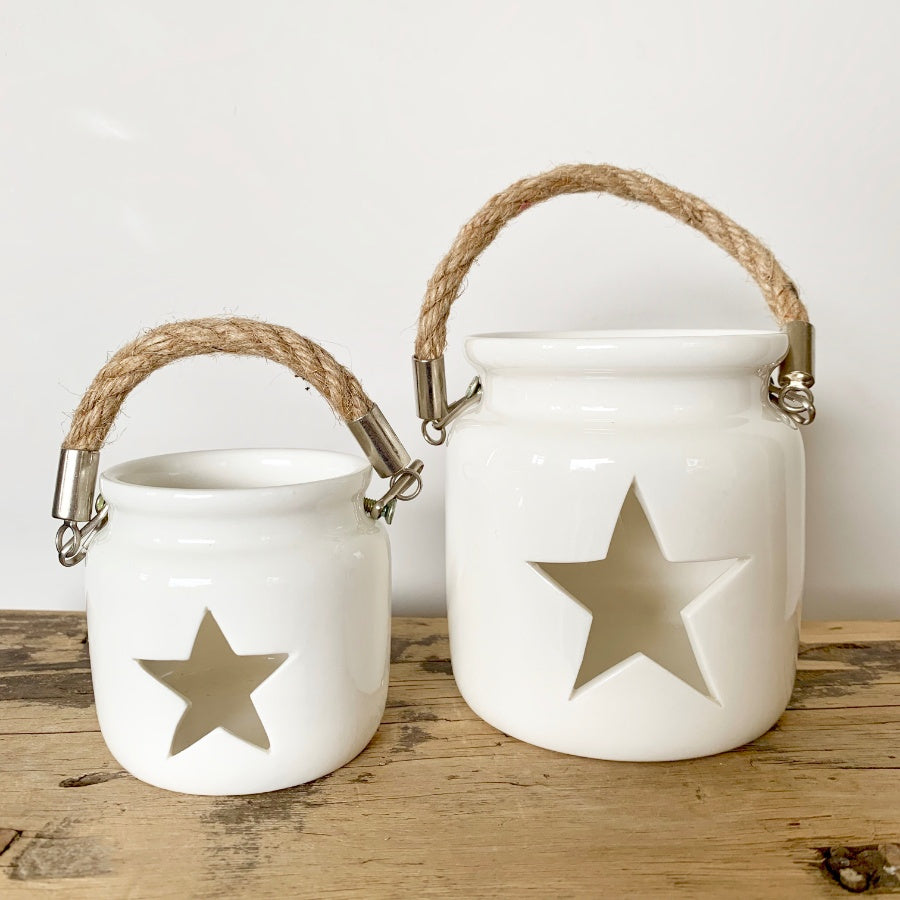 White Porcelain Star Tea light holder - 2 sizes