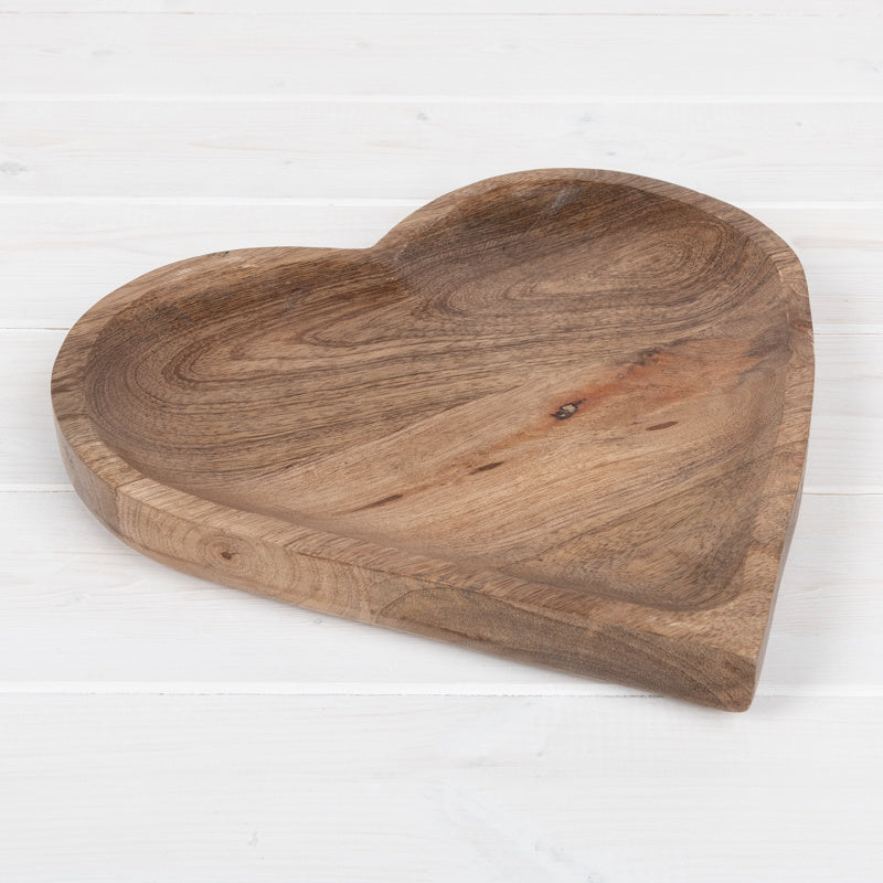 Natural Wooden Heart Plate - Large