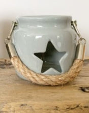 Load image into Gallery viewer, Grey porcelain Star tea light holder - 2 sizes