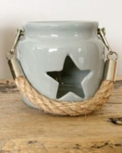 Grey porcelain Star tea light holder - 2 sizes