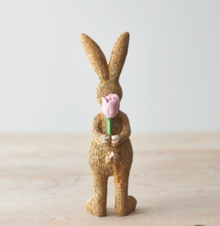 Standing Bunny holding Pink Rose – EllieGrey