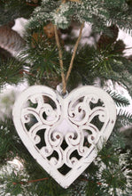 Load image into Gallery viewer, Filigree carved white hanging Heart