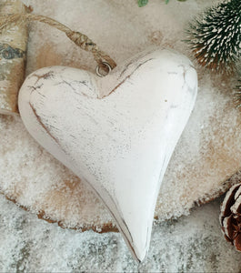 Chunky Wooden Heart - White