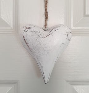 Chunky Wooden Heart - White