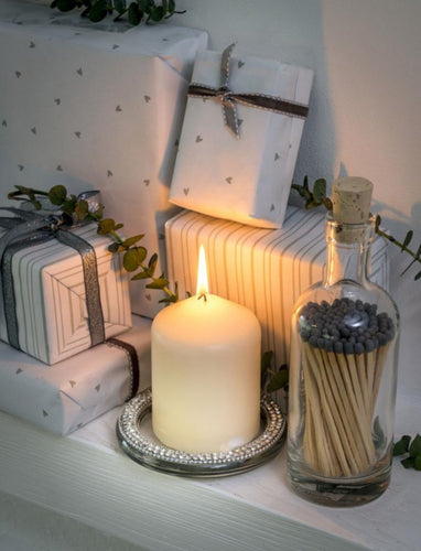 Glass diamanté candle plate