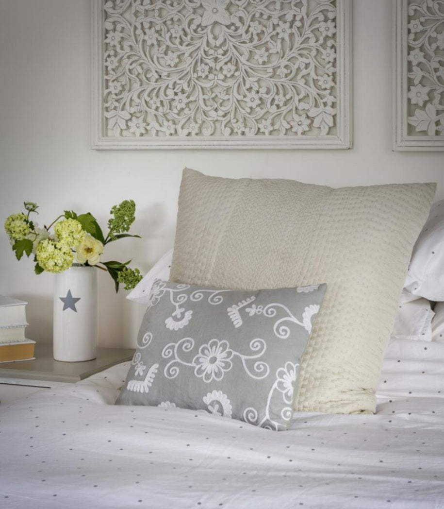 Grey Floral Cushion