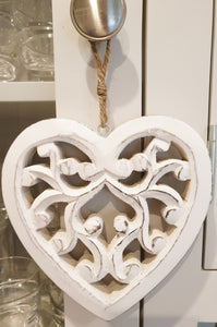 Filigree carved white hanging Heart