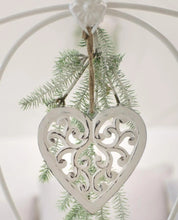 Load image into Gallery viewer, Filigree carved white hanging Heart
